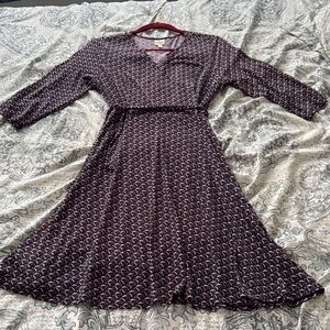 Kaileigh Navy and White Patterned Midi Dress
